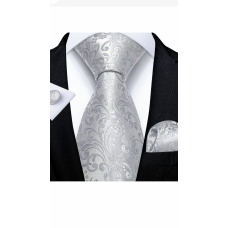 3delige stropdasset stropdas pochet manchetknopen zilvergrijs Fantasy